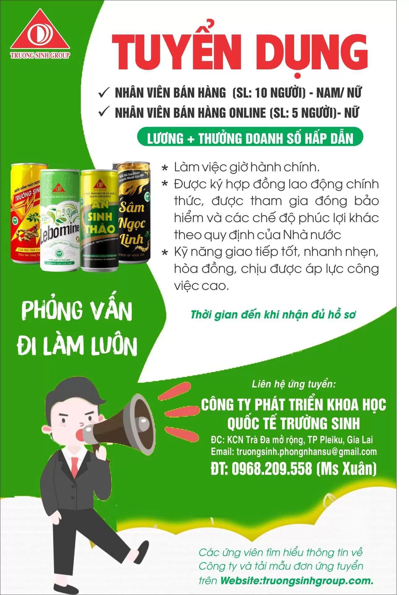 THÔNG BÁO TUYỂN DỤNG THÁNG 4 NĂM 2021